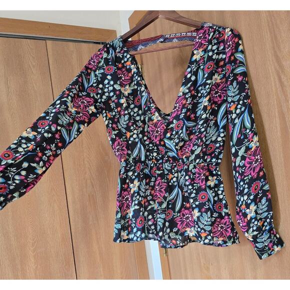 Gimmicks Floral Chiffon Peplum Top Blouse - Picture 4 of 9